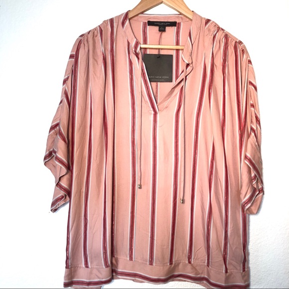 Andrew Marc New York Metallic Striped Top~Sz Large - Picture 2 of 10
